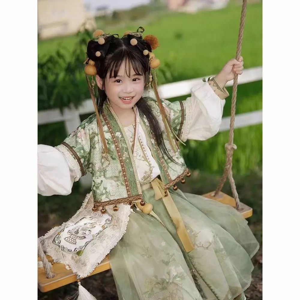 女童中国风套装秋季2025新款宝宝汉服小女孩民族风三件套女童汉服