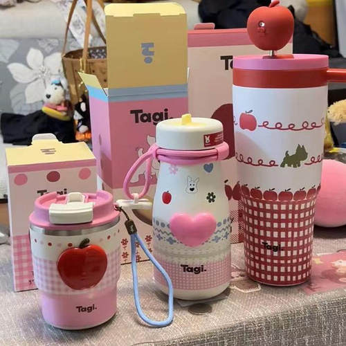 tagi大容量不锈钢保温杯爱心杯子