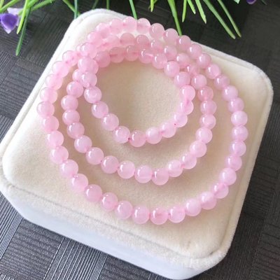 巴西天然粉晶 6mm多圈三圈手链 手串 招桃花 招人缘