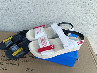 软底夏季真皮男童凉鞋 两色一字带粘扣平底休闲运动凉鞋27-38码