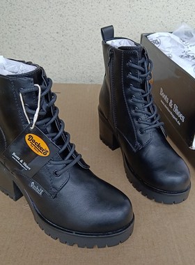 原装出口德国DOCKER*S外贸女短靴 系带粗高跟马丁靴棉靴36-38码