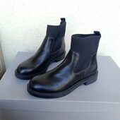 孤品出口外贸原单大码 靴36 短靴 针织弹力拼接低跟切尔西靴时装