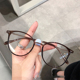 大框冷茶色防蓝光辐射眼镜网红凯视明圆框平光女眼睛近视素颜神器