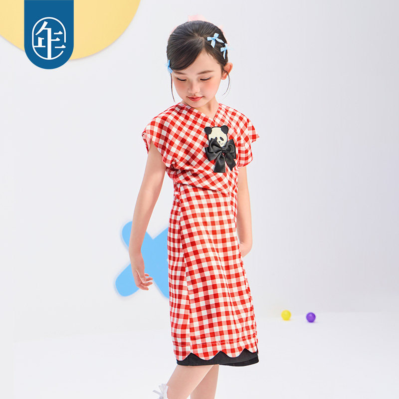 年衣童装女童旗袍连衣裙夏季新款甜美国风儿童短袖长裙礼服演出服