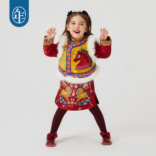 年衣童装中式马褂套装冬季新款女童演出服棉服儿童新年唐装汉服