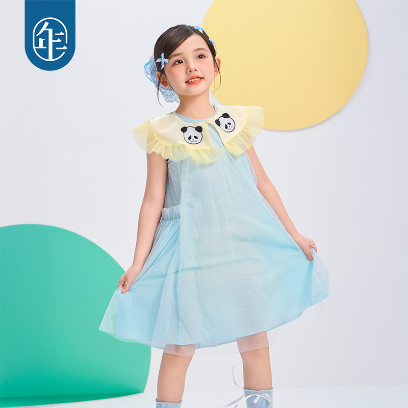 年衣童装儿童无袖连衣裙夏季新款女童甜美公主卡通短款背心裙纱裙