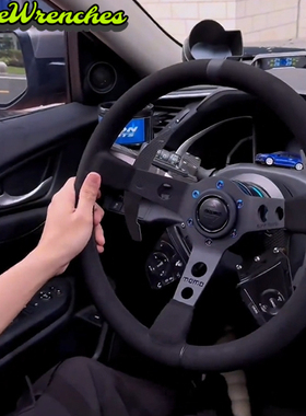 MOMO MOD07 BLACK EDITION黑色限量版翻毛皮改装赛车方向盘思域