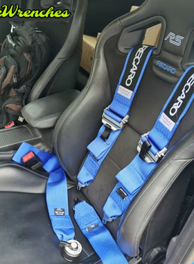 新款reca赛车安全带三英寸四点式改装通用快拆型 带FIA2028镭射