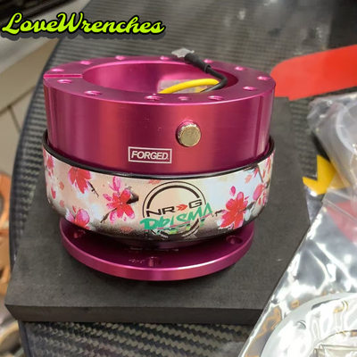 NRG樱花粉色叮一声汽车改装方向盘快拆器 赛车方向盘快速拆卸底座