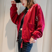 宽松百搭复古港味短夹克潮 初秋ins棒球服外套女春秋2019新款 韩版