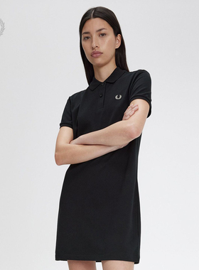 FRED PERRY连衣裙女夏季新款休闲POLO领短袖麦穗刺绣短裙D6000