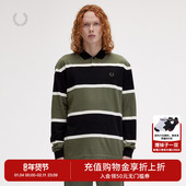 PERRY男士 休闲POLO衫 冬季 FRED 英伦宽松撞色条纹麦穗长袖 潮M8519