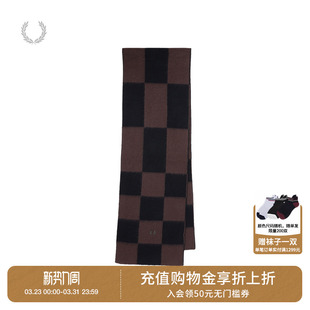 新款 休闲围巾冬季 撞色格子麦穗刺绣羊毛C8155 PERRY男装 FRED