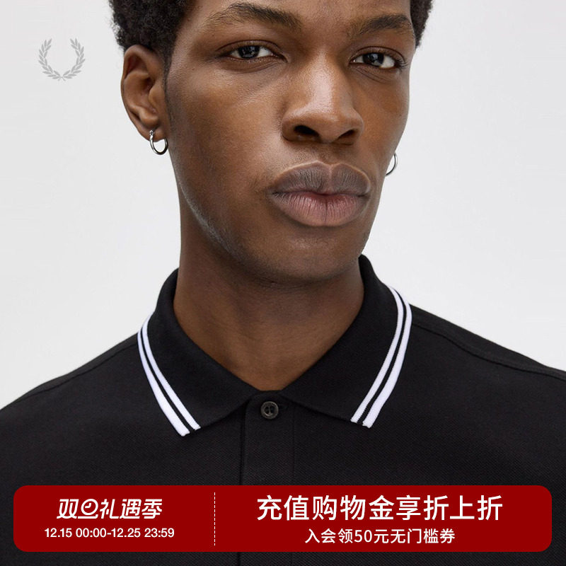 FRED PERRY男士休闲POLO衫2025冬季条纹麦穗刺绣长袖上衣潮M3636