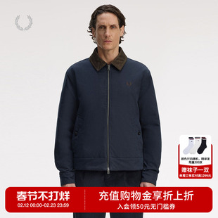 FRED PERRY男装翻领拉链夹克2025冬季新款复古英伦风合身工装外套