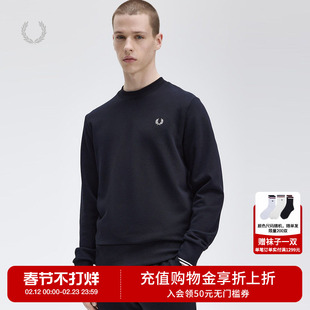 FRED PERRY男装圆领卫衣2025秋季新款简约基础款套头衫上衣M7535X