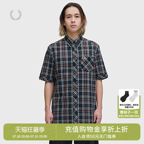 FREDPERRY短袖格纹衬衫英伦质感