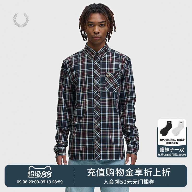 FREDPERRY格纹衬衫复古英伦风图片