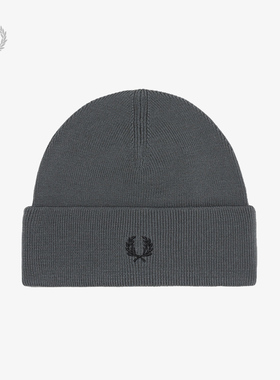 FRED PERRY男士休闲帽子冬季圆顶麦穗刺绣羊毛套头帽潮C8161