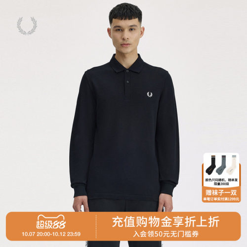 FREDPERRY纯色长袖polo衫