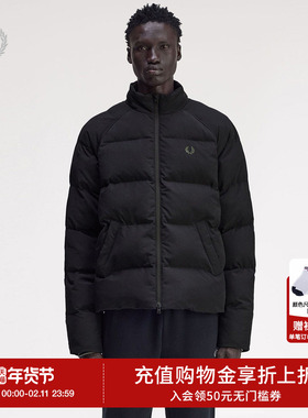 FRED PERRY男士休闲夹克2025冬季新款立领拉链麦穗刺绣棉服外套