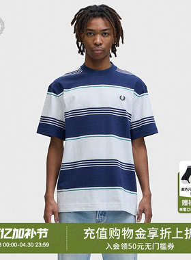 FRED PERRY男装条纹短袖T恤2026夏季新款休闲时尚圆领拼色半袖