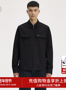 FRED PERRY男士休闲夹克2025冬季新款翻领宽松麦穗刺绣外套M5684