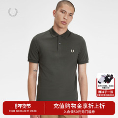 FRED PERRY男士POLO衫2025冬季新款休闲麦穗刺绣重磅短袖T恤M6000