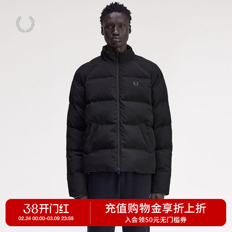 FRED PERRY男装立领拉链夹克2025冬季新款日常休闲风绗缝棉服外套