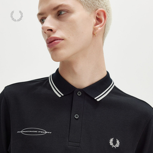 英伦宽松条纹麦穗刺绣短袖 FRED 冬季 POLO衫 上衣棉M8565 PERRY男士