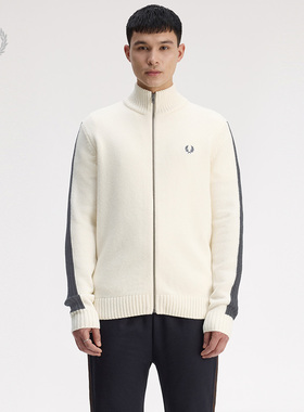 FRED PERRY男士休闲针织衫2025冬季立领拉链开衫麦穗刺绣K1546