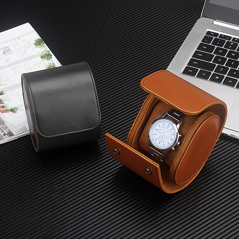 旅行表包防尘手表收纳盒子方便携带出差蓝情侣简约腕表盒皮质小巧