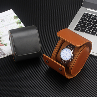 旅行表包防尘手表收纳盒子方便携带出差蓝情侣简约腕表盒皮质小巧