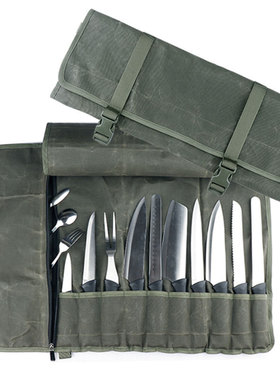 WESSLECO厨师包帆布厨房刀具主厨工具包便携大容量折叠防刮刀包