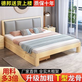 实木床1.8米双人2米现代简易出租房床1.5米家用单人床1.2米成人1m