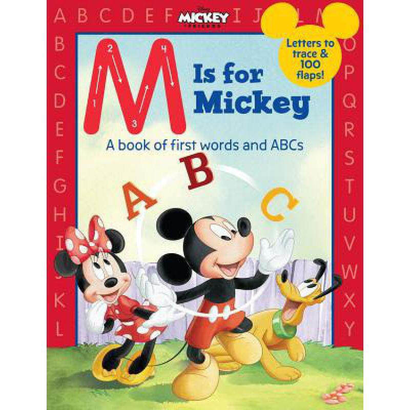 英文原版 m is for mickey代表米奇 低幼英语启蒙翻翻纸板书精美插画