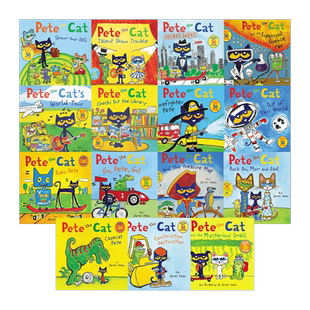 英文原版绘本 Pete the Cat 皮特猫系列 14册平装贴纸书 每册内附30张个性贴纸  幼儿英语阅读 情绪培养 中图原版进口
