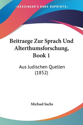 预售 按需印刷 Beitraege Zur Sprach Und Alterthumsforschung  Book 1德语ger