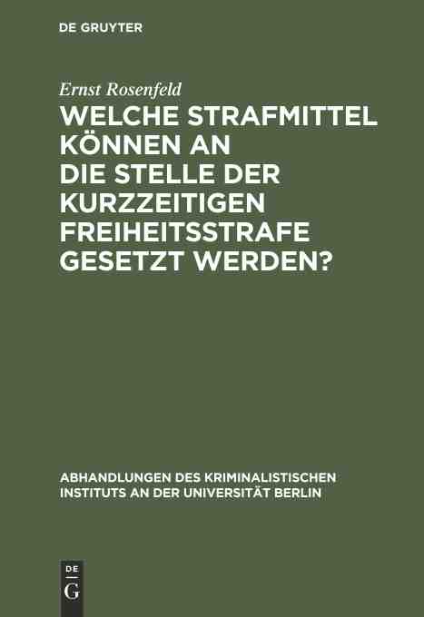 预售按需印刷 Welche Strafmittel k?nnen an die Stelle der kurzzeitigen Freiheitsstrafe gesetzt werden?