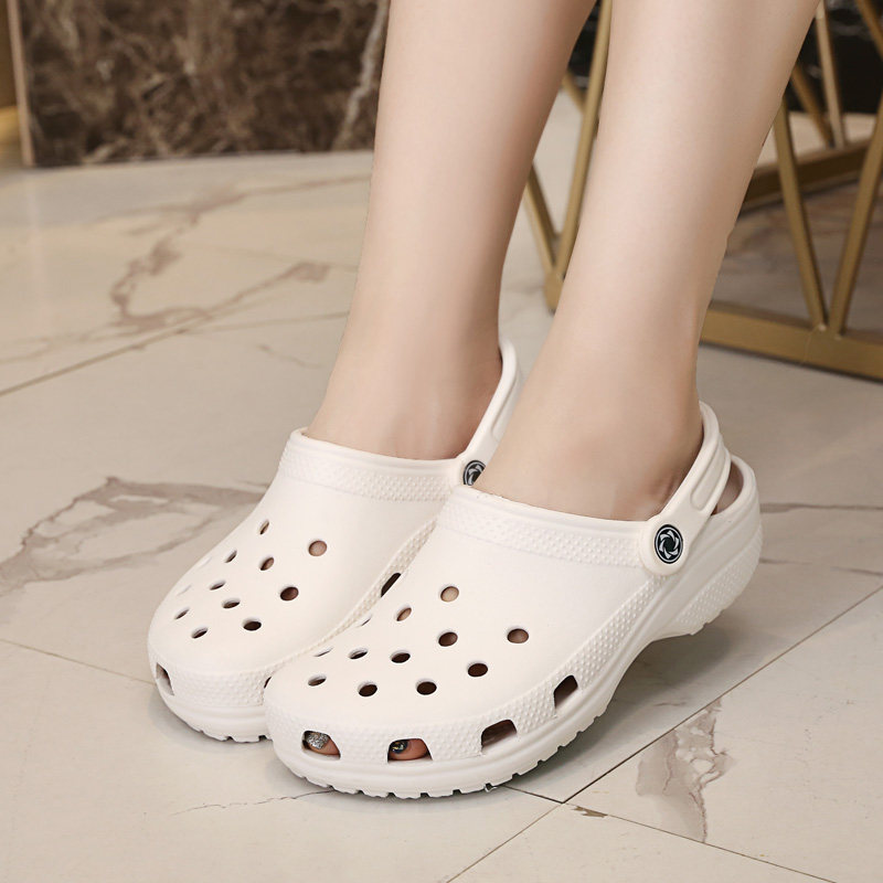 防滑洞洞鞋女款夏季外穿透气防臭护士孕妇平底包头拖鞋情侣沙滩鞋
