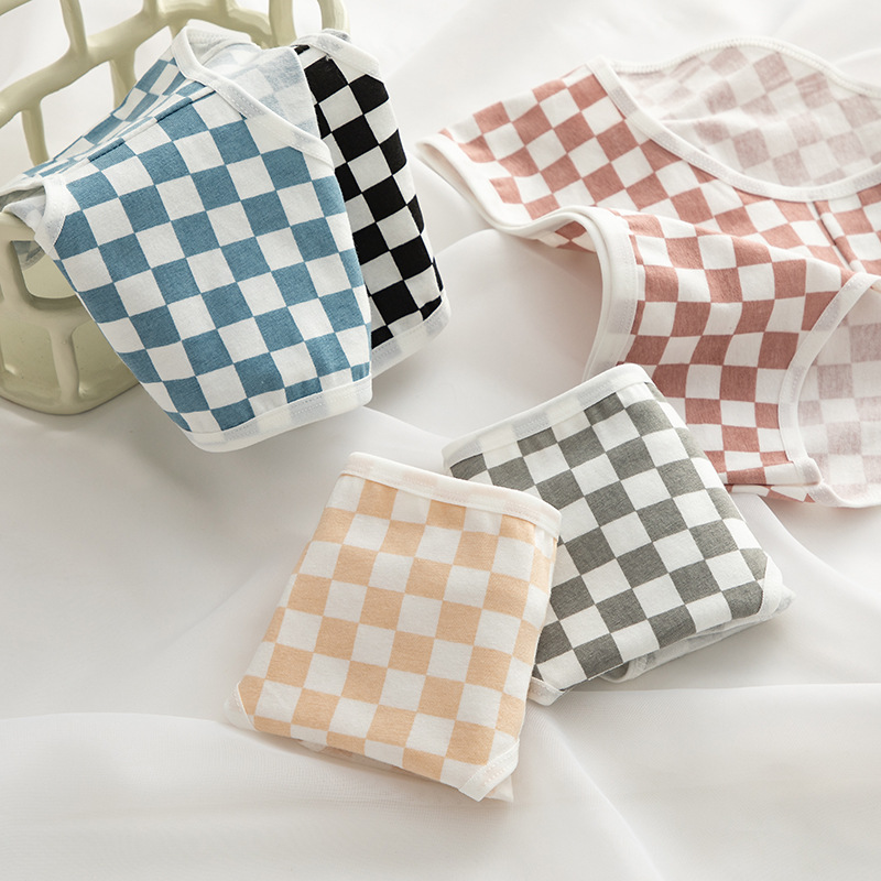 学生格子女装大佬内裤可爱胖次伪娘三角裤cd变装甜美中腰短裤男用