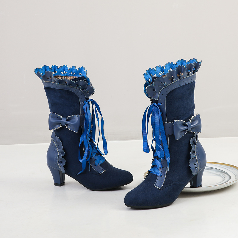 cd甜美公主风系带女装大佬短筒靴