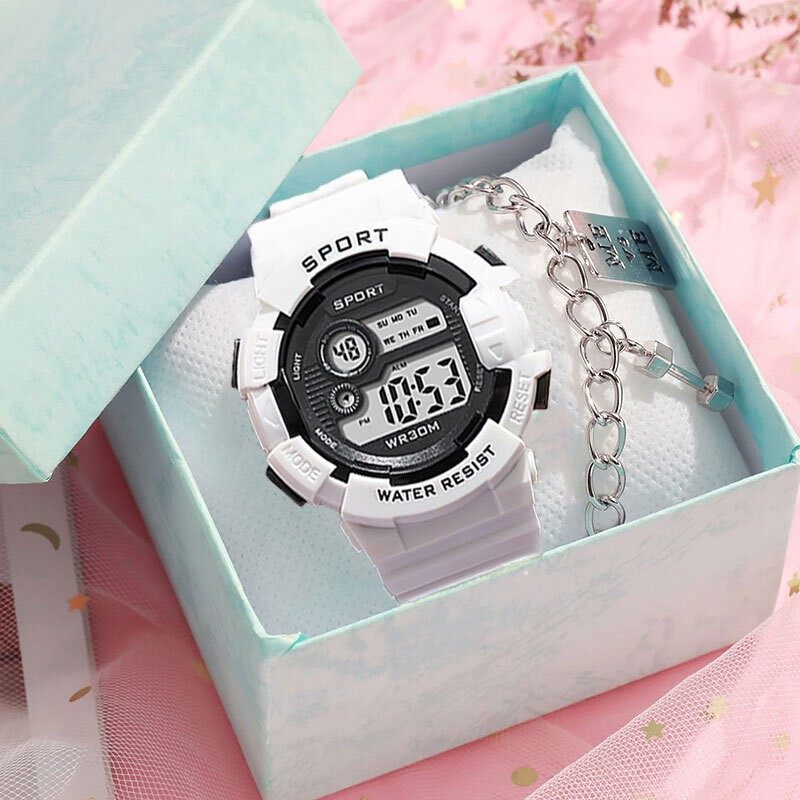 儿童手表女孩女童小学生夜光初中女生学生党闹钟高颜值电子表女