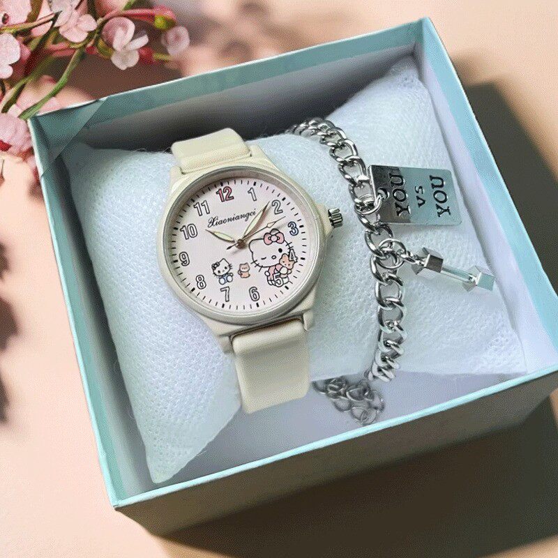 儿童手表女生小学生可爱简约潮流百搭学院风中学生清新夜光石英表