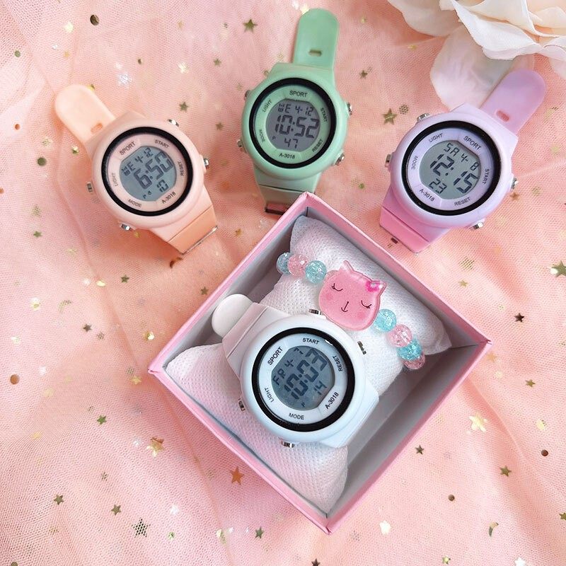 可爱手表女孩儿童小学生初中生学院风潮流夜光中学生多功能电子表