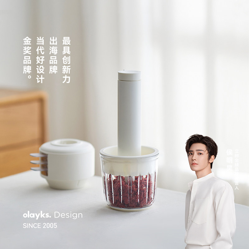 olayks立时绞肉机家用小型电动多功能搅拌佐料碎菜肉馅辅食料理机