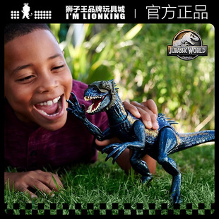 美泰侏罗纪世界声效暴虐迅猛龙战斗恐龙模型男童互动玩具HKY11