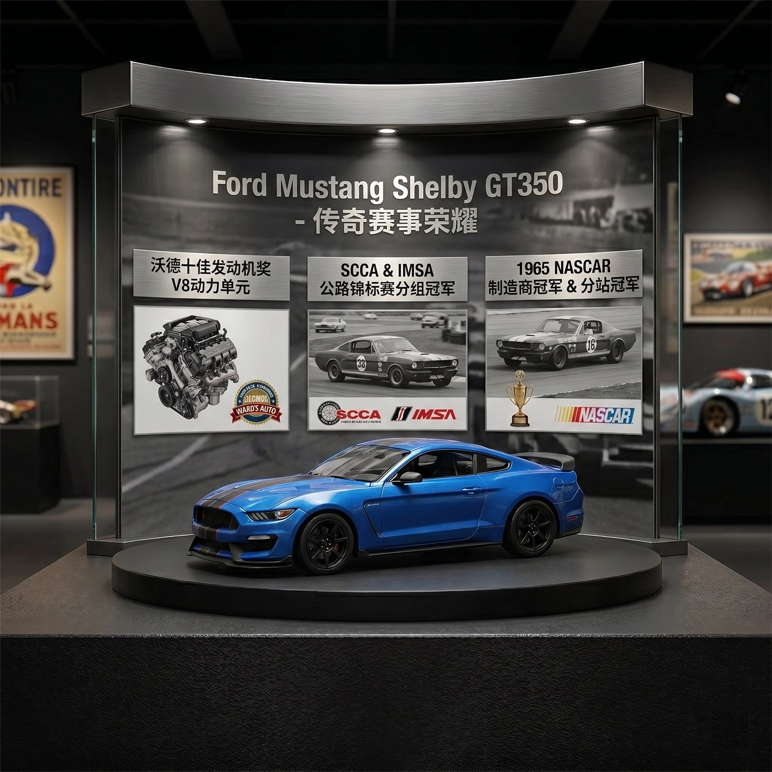 拓意1/64合金福特野马谢尔比轿跑摆件Ford SHELBY GT350R赛车模型