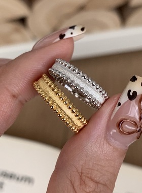 法式复古气质高级感圆珠边戒指