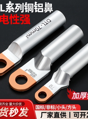 DTL铜铝线鼻子小头国标铜鼻子25/35/50/70-300平方方线耳过渡接头